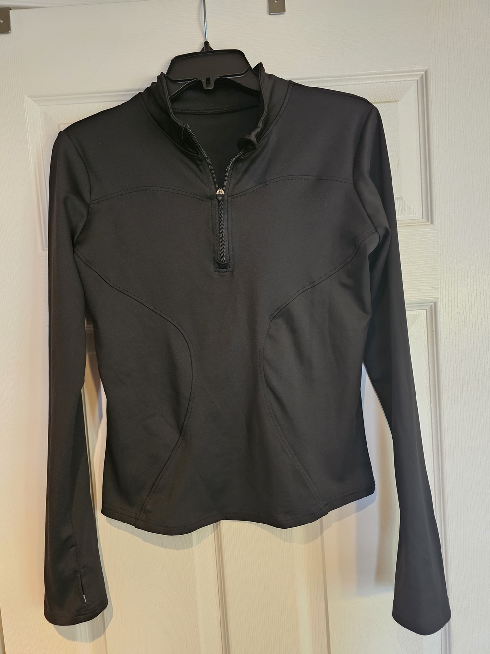Ladies Black Long-Sleeve Quarter-Zip Pullover Large